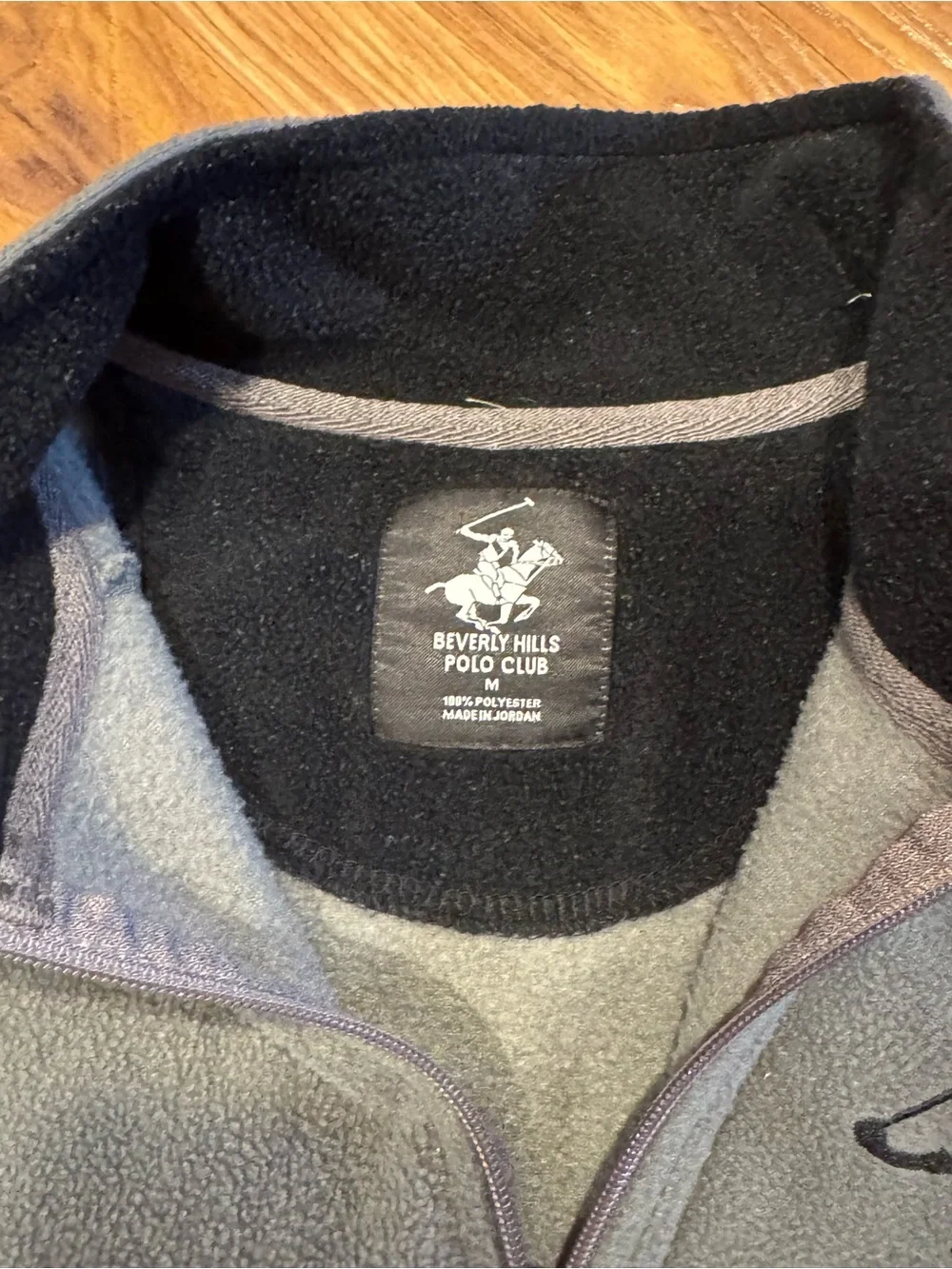 Beverly Hills Polo Club Men's Grey Quarter-Zip Fleece Sweater with Polo Logo